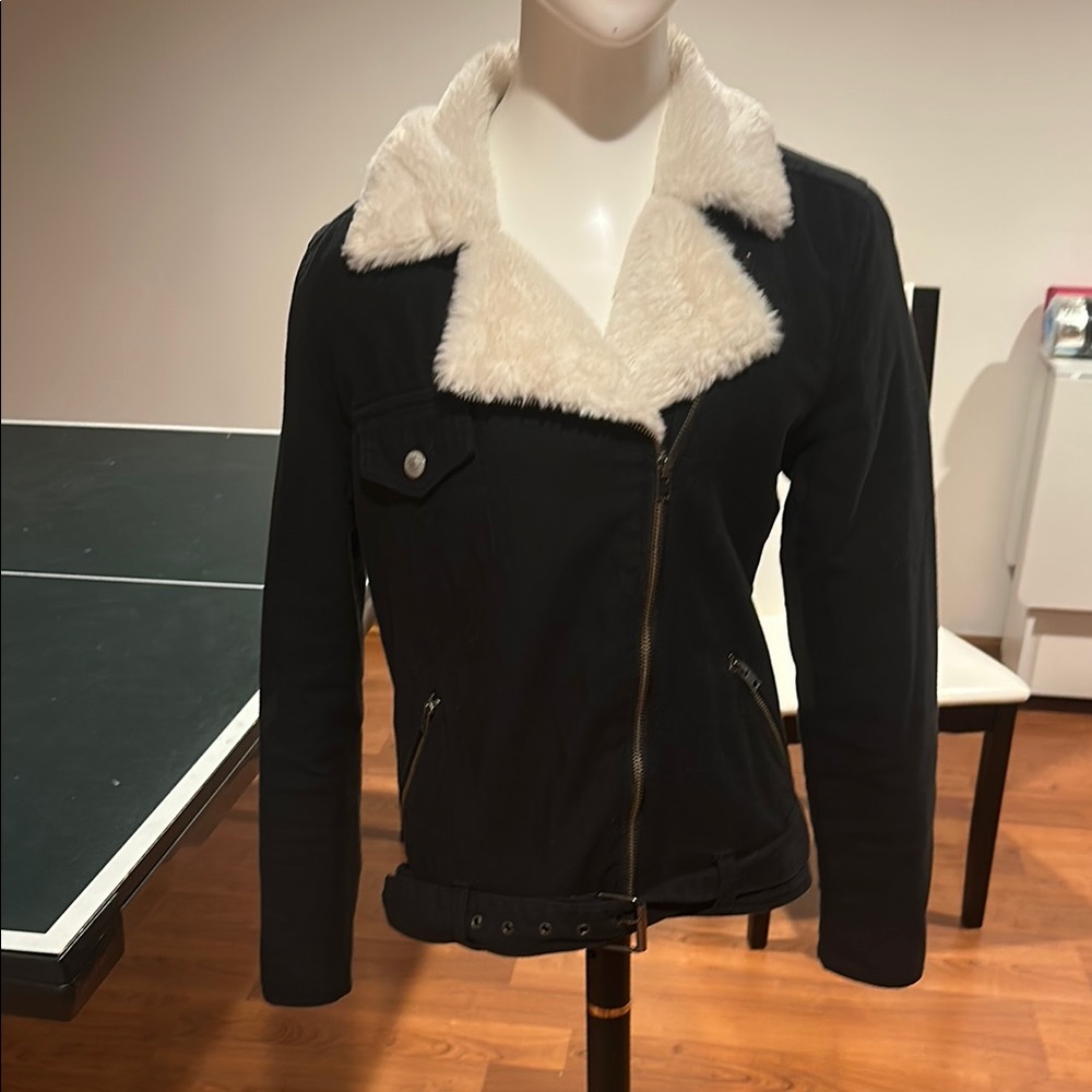 Lucky Brand Black and White Jean Jacket with Classic Design